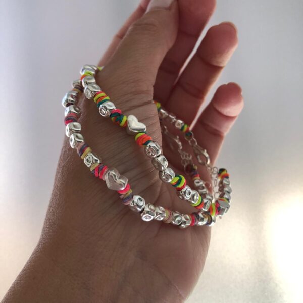 Braccialetto cubetti Cuori Fluo