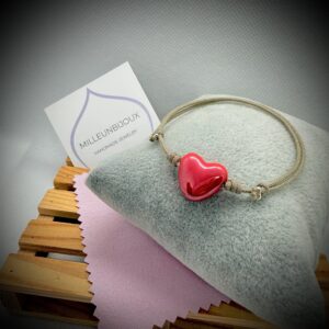 Bracciale, cavigliera o collana cuore in ceramica