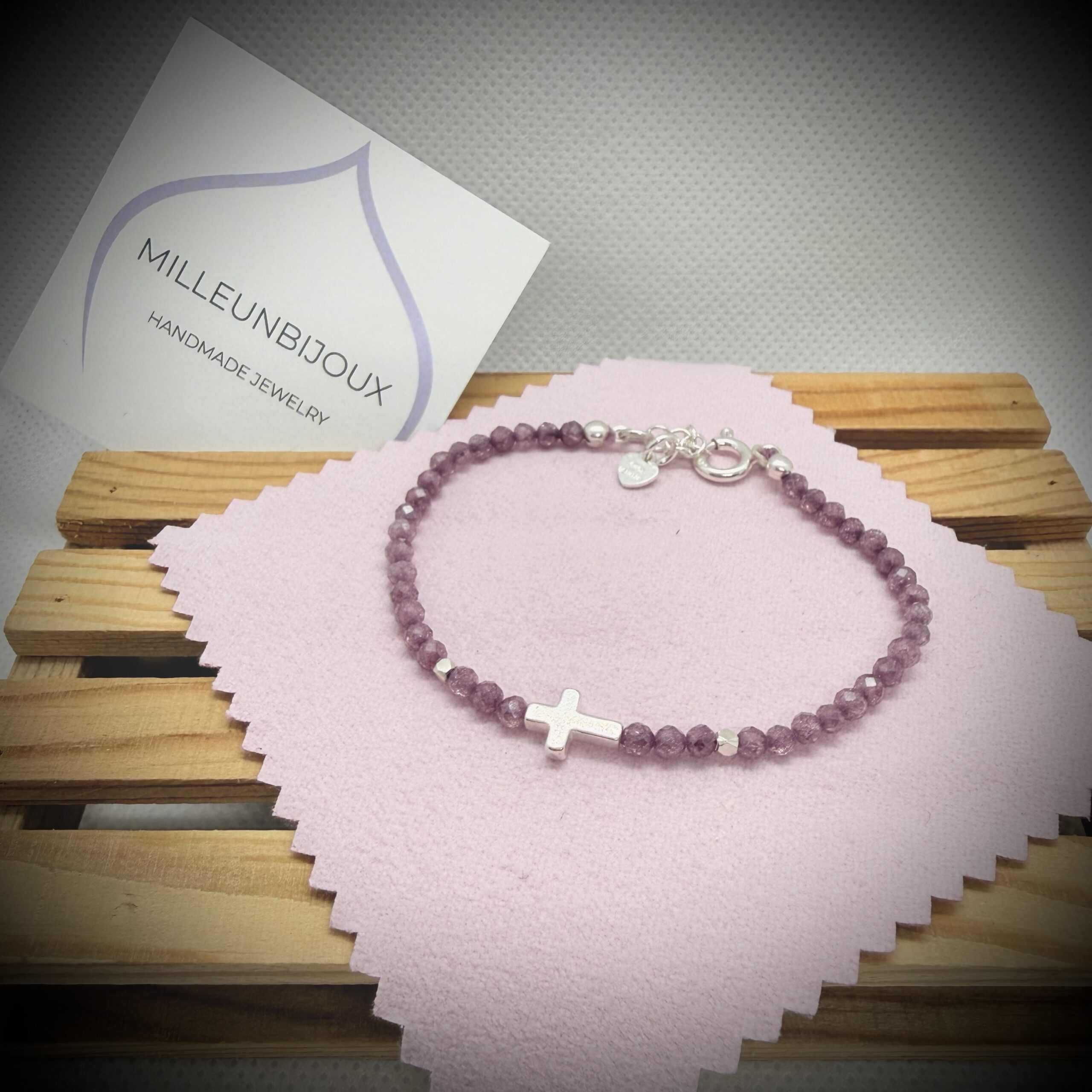 Bracciale zirconi e croce argento925 - immagine 3