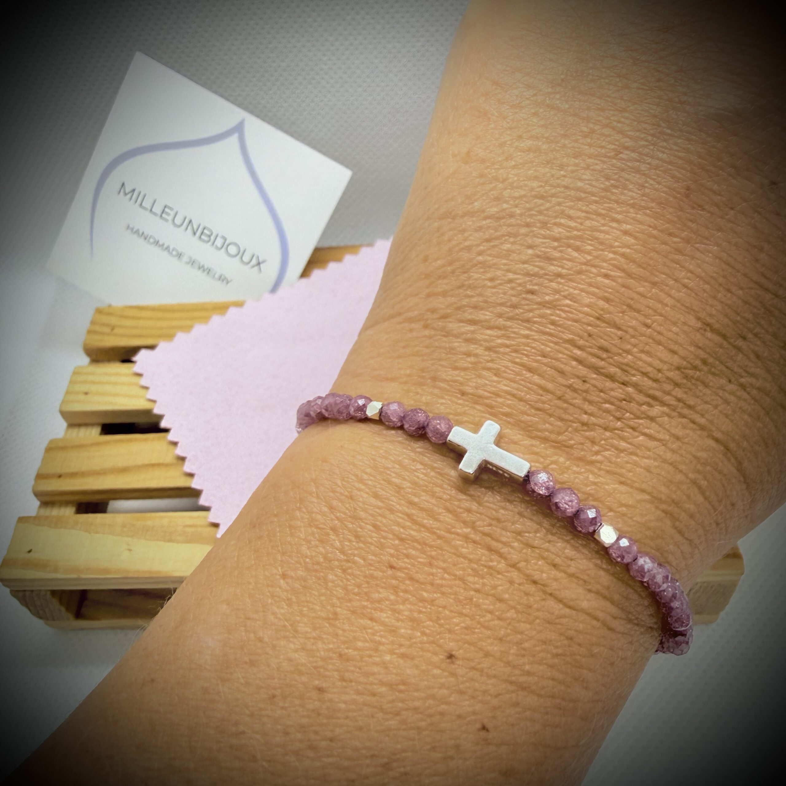 Bracciale zirconi e croce argento925 - immagine 2