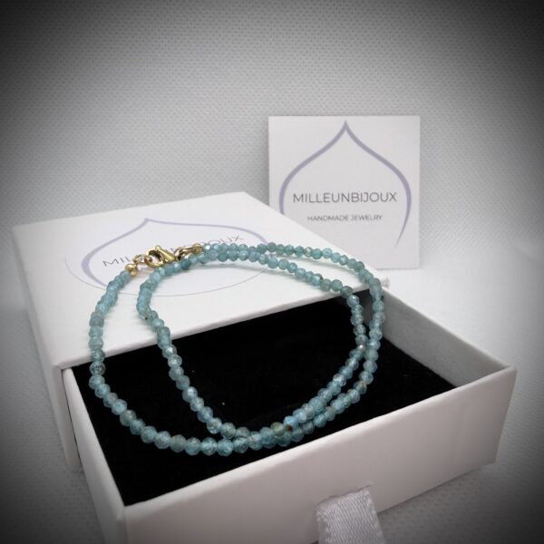 Bracciale doppio giro zirconi acquamarina