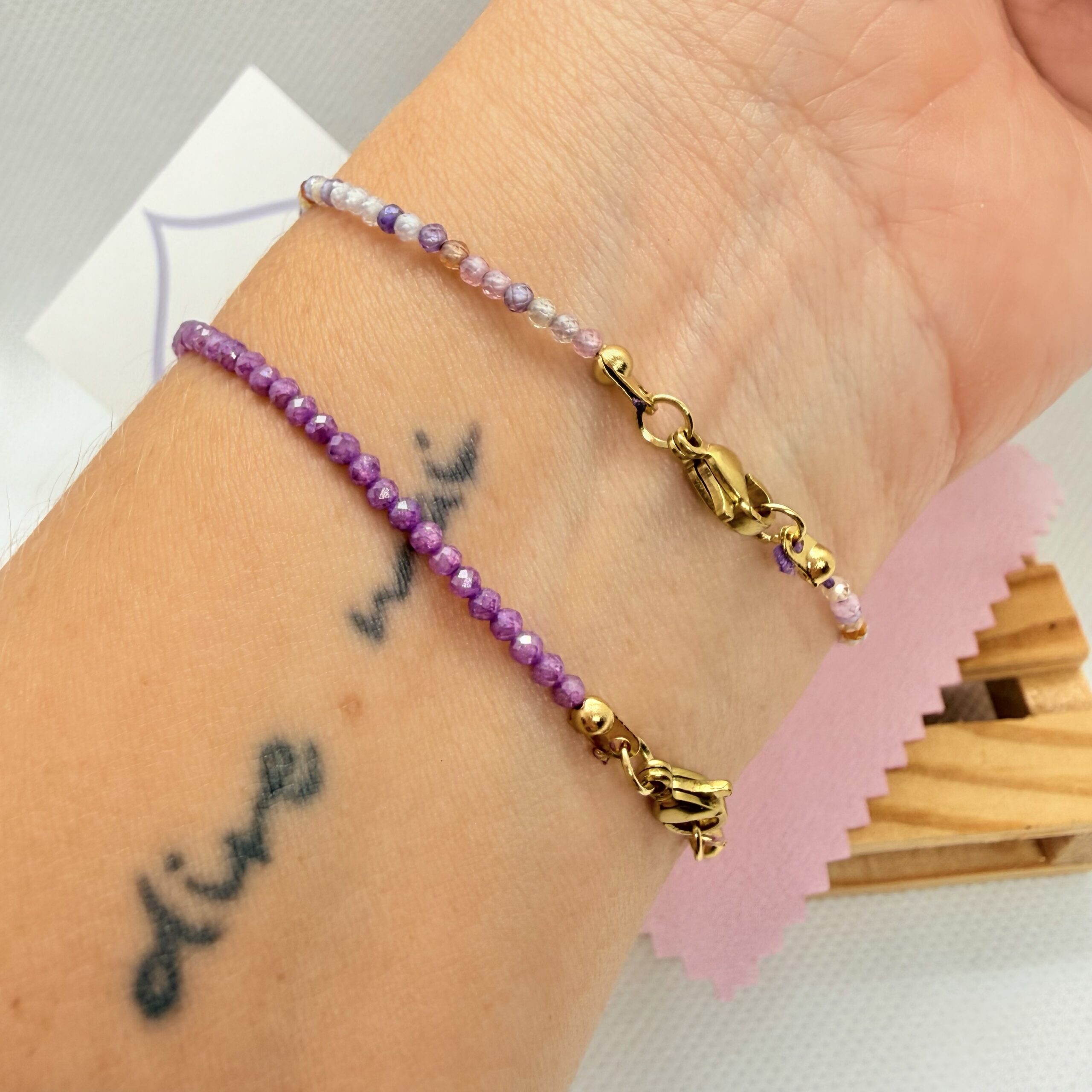 Bracciali zirconi e cornino gold - immagine 7