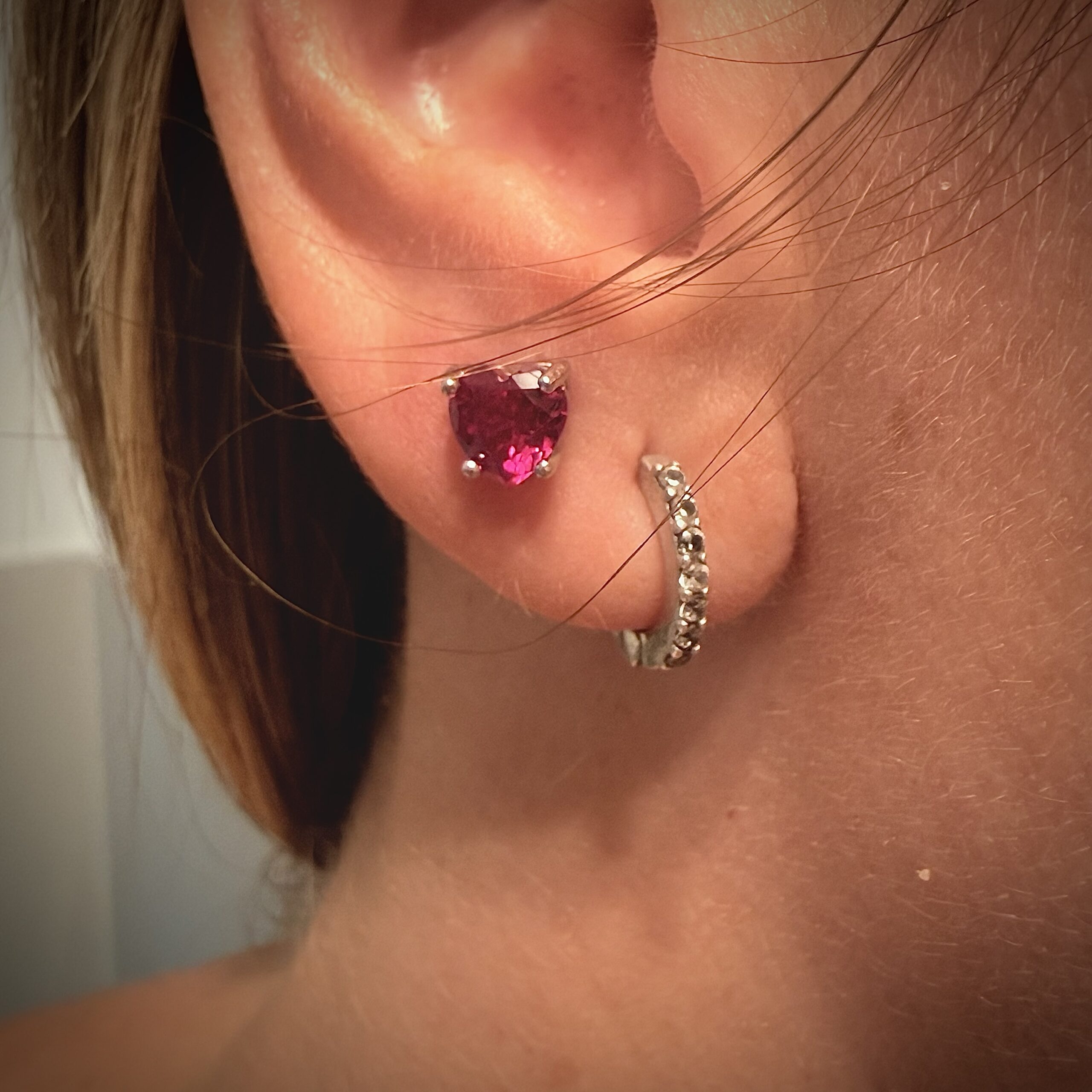 Orecchini zircone cuore incastonato - immagine 2