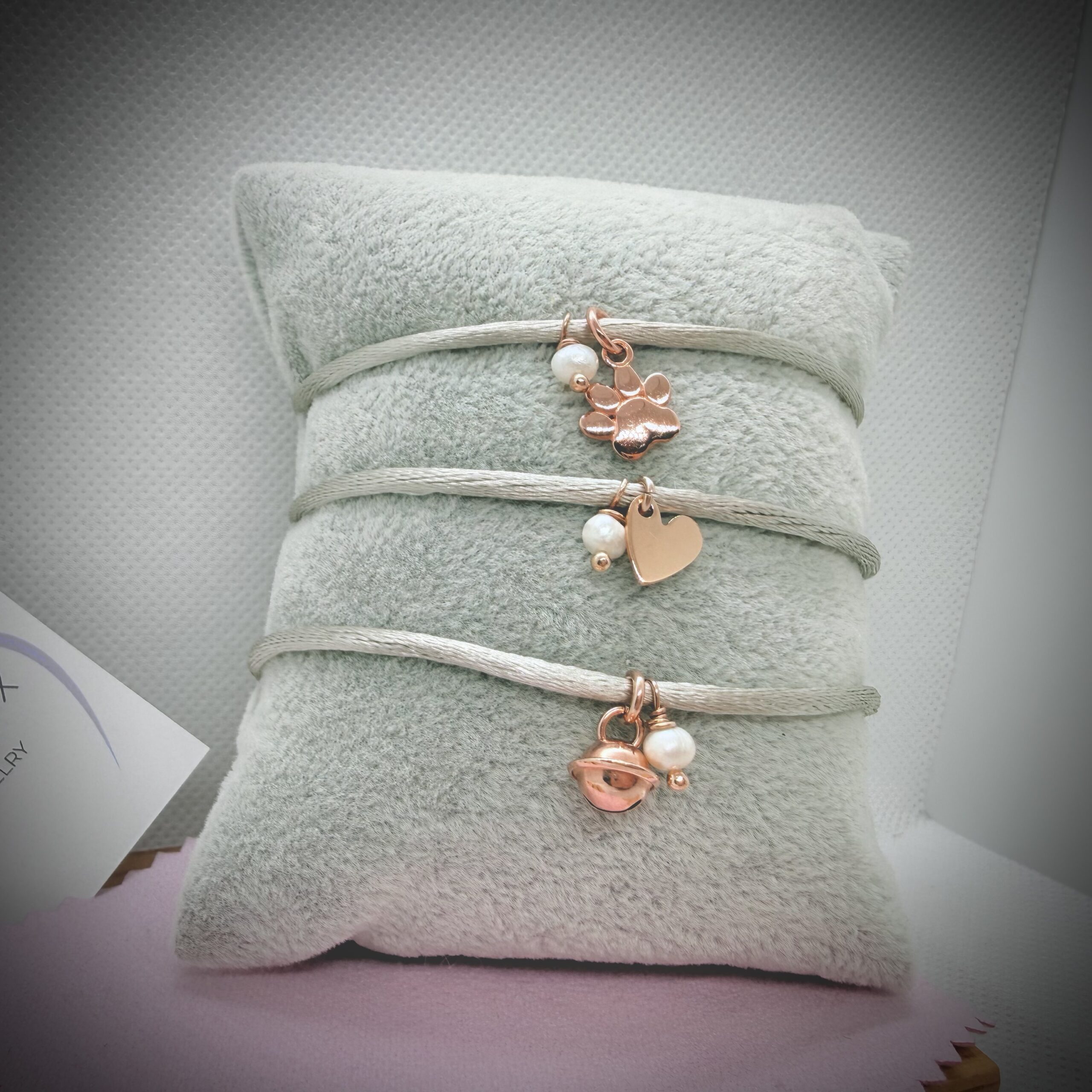 Bracciali raso elementi rosati - immagine 3